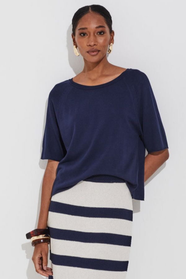 Blusa Manga Raglan Em Tricot Meia-noite