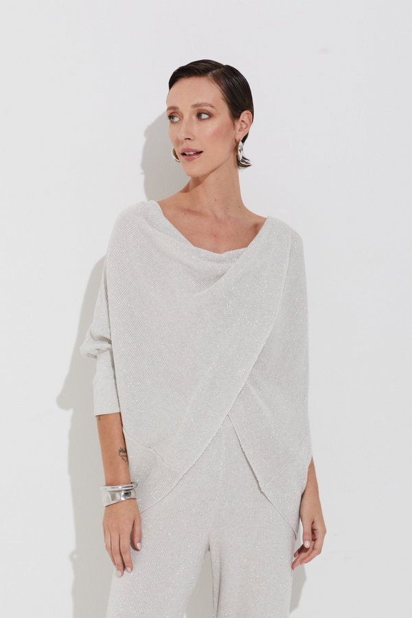 Blusa Torção Ponto Pérola Lurex Viscolinho