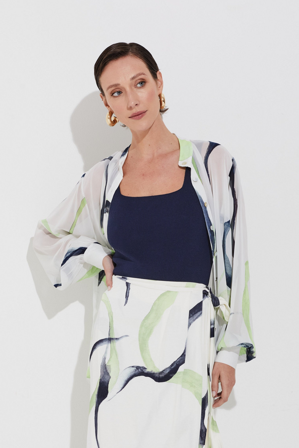 Camisa Georgette Caminhos Pistache