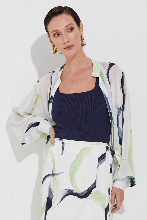 Regata Tricot Decote Reto Mistic Blue