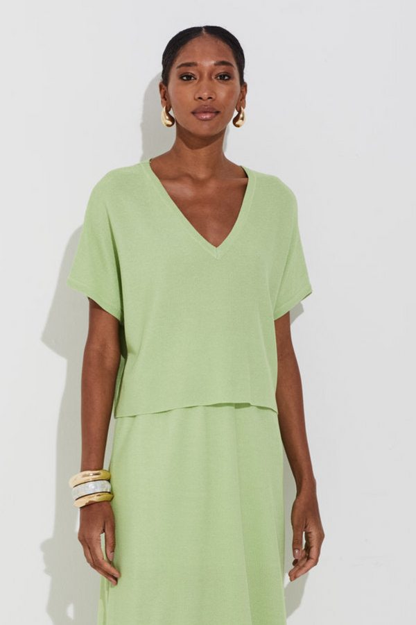 Blusa Ampla Em Tricot Piquet Pistache