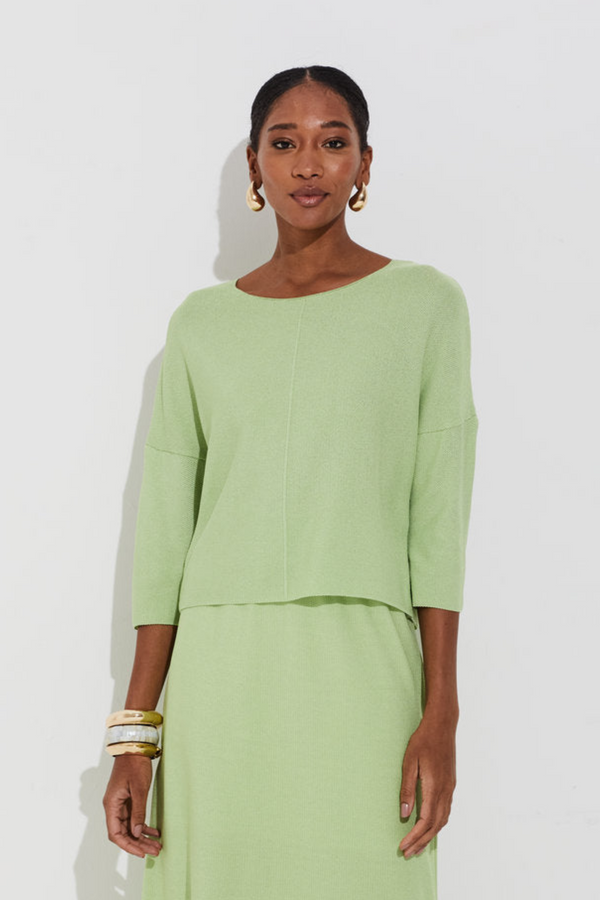Blusa Ampla Em Tricot Piquet Pistache