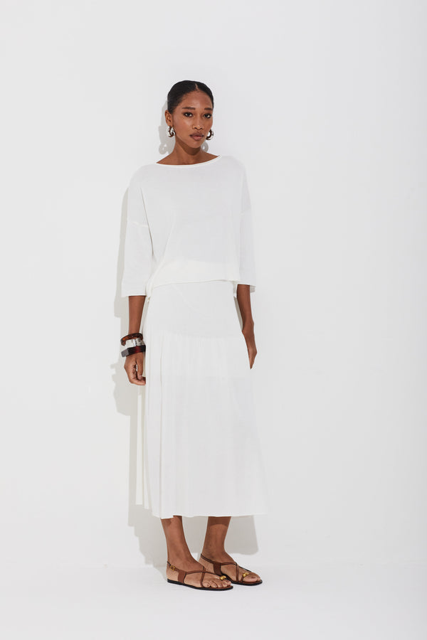 Saia Midi Em Tricot Off White