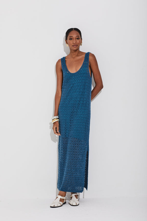 Vestido Tricot Referência Handmade Petroleo