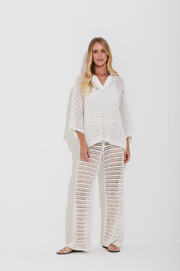 Calça Tricot Referência Handmade Cru