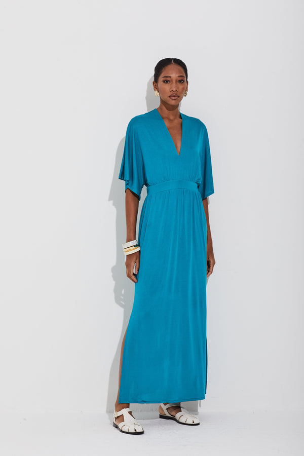 Vestido Jersey Rayon Petróleo