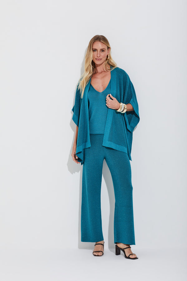 Calça Ponto Pérola Lurex Petróleo