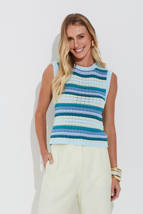 Blusa Listrada Multicolor Petróleo