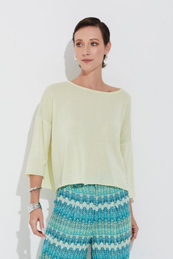 Blusa Manga 3/4 Em Tricot Off Limado