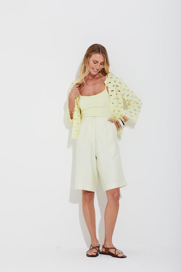 Bermuda Crepe Premium Em Viscose Off Limado