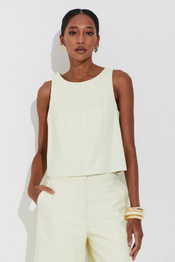 Blusa Sem Manga Em Couro Off Limado