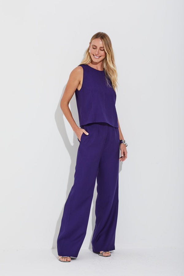Calça Crepe Premium Em Viscose Mistic Blue