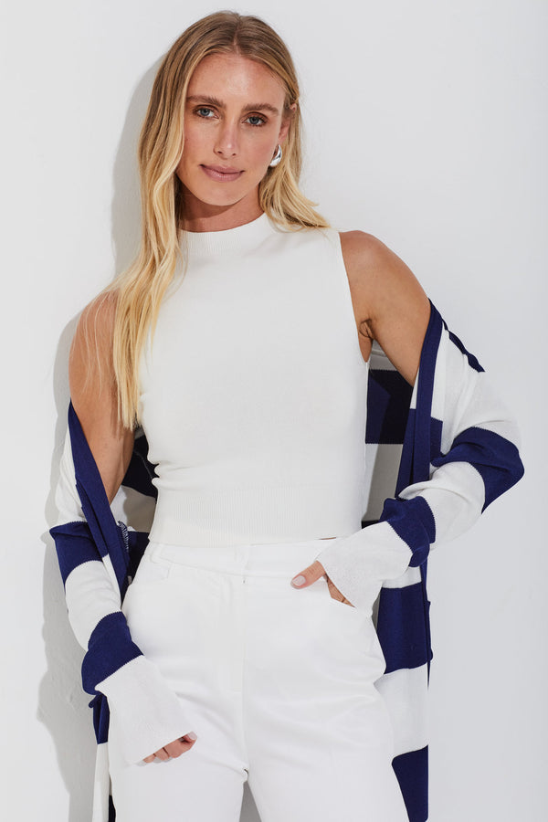 Top Gola Alta Em Tricot Off White