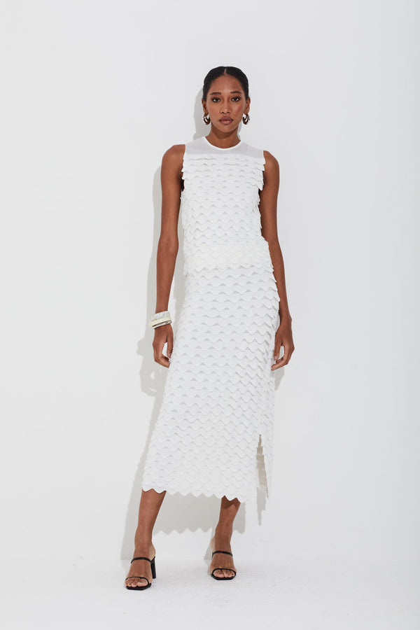 Saia Tricot Ponto Ondas Off White