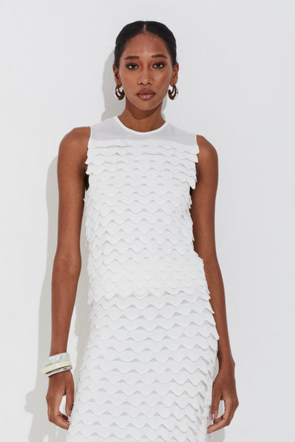 Regata Tricot Ponto Ondas Off White