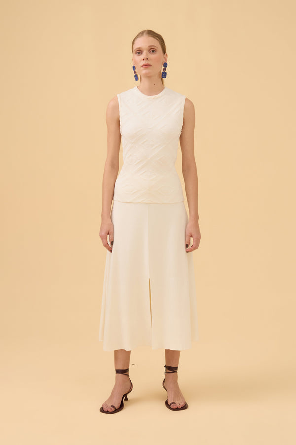 Blusa Jacquard Textura Tricot Off White