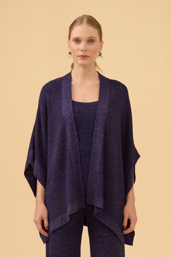 Kimono Detalhe Lurex Em Tricot Purple Blue