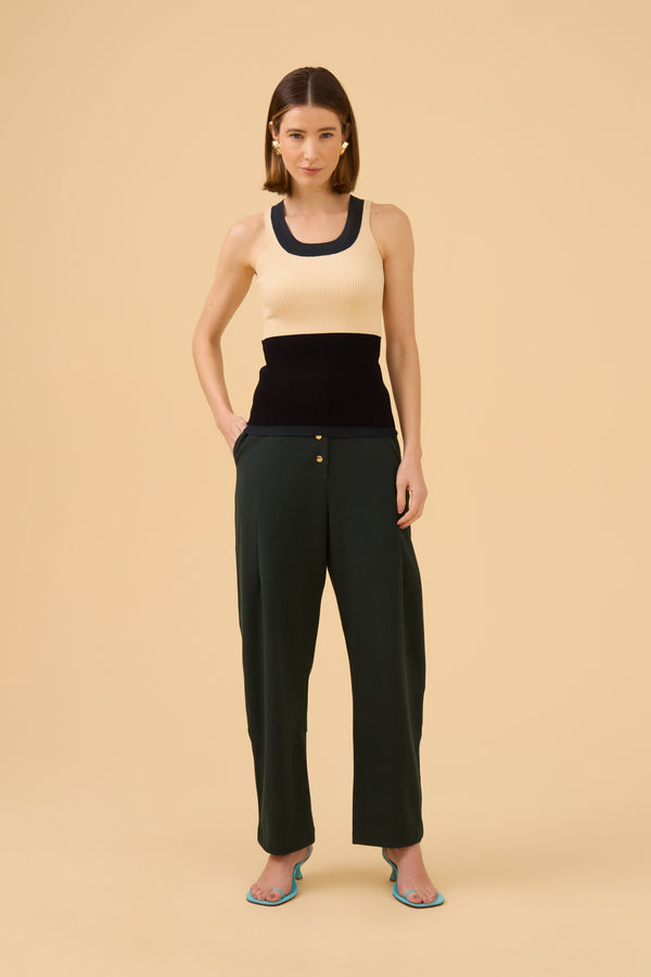 Calça Em Malha Verde Escuro
