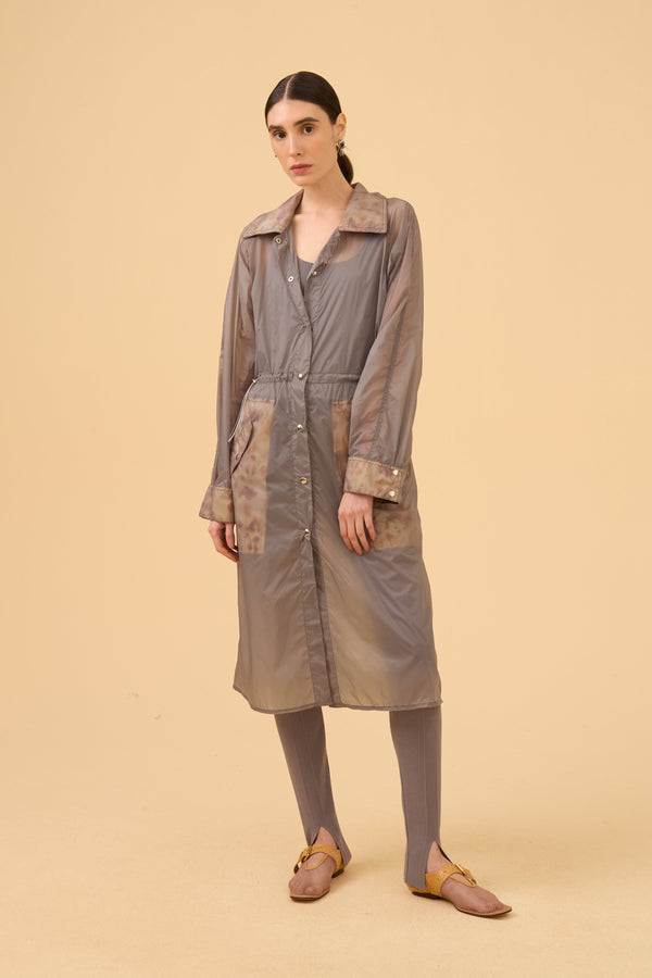 Parka Detalhe Estampado Em Tecido Light Gray