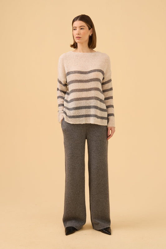 Calça Cós Canelado Em Tricot Dark Gray
