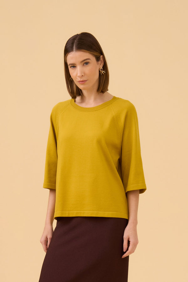 Blusa Manga Curta Ragla Em Tricot Azeite