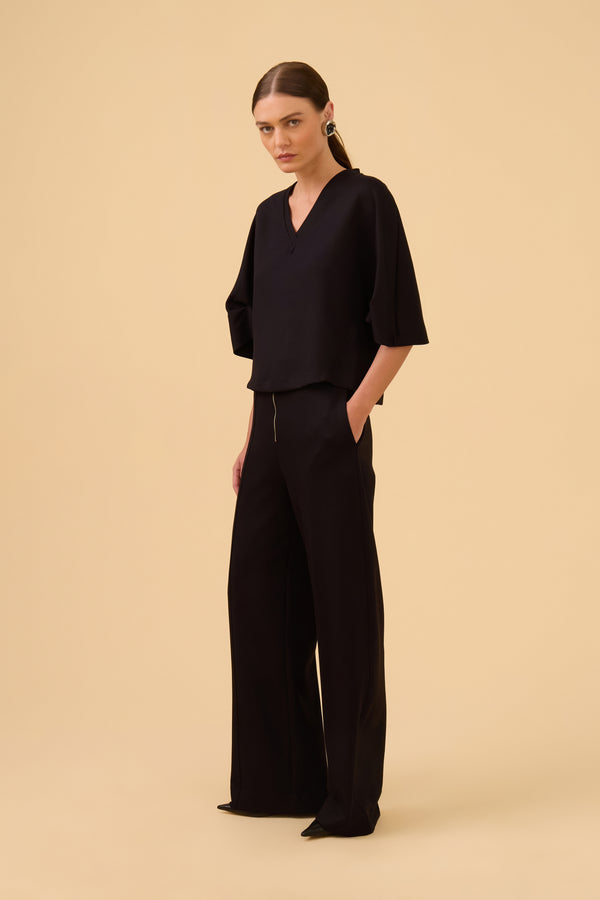 Calça Alfaiataria Em Malha Preto