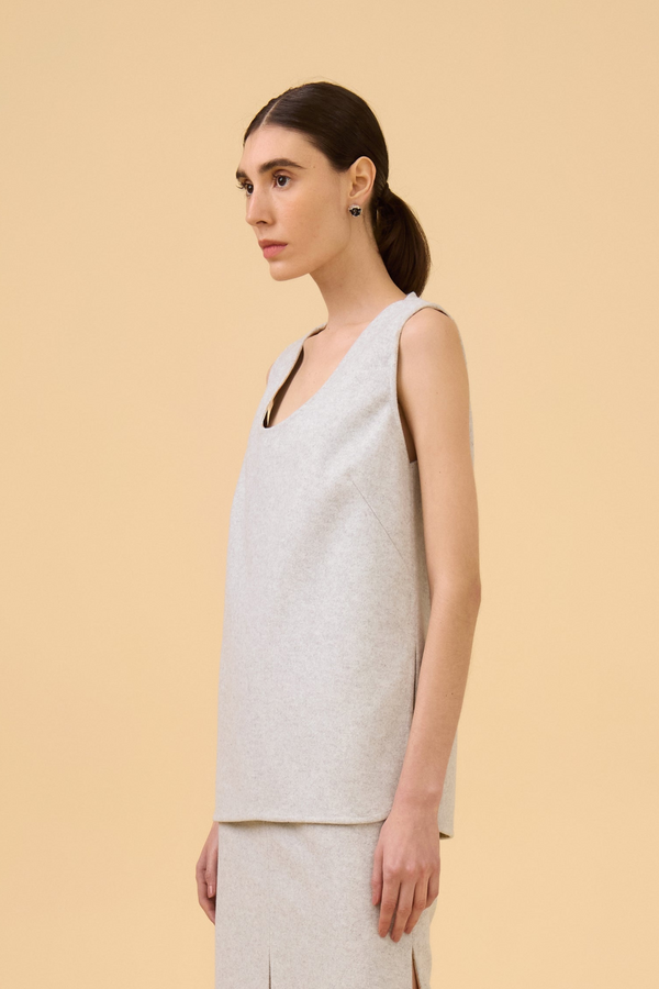 Blusa Alongada Sem Mangas Cinza Mescla