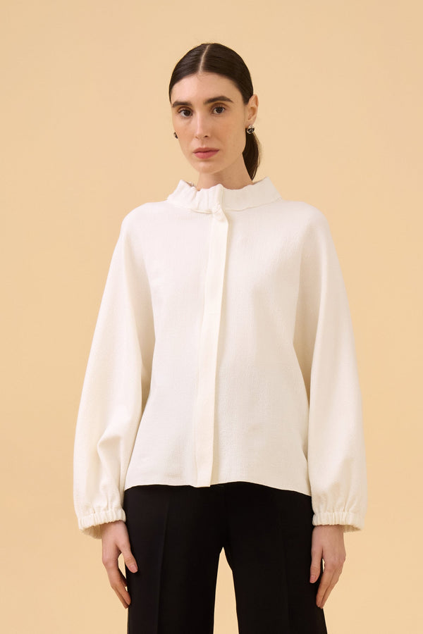 Casaco Manga Morcego Em Tricot Off White