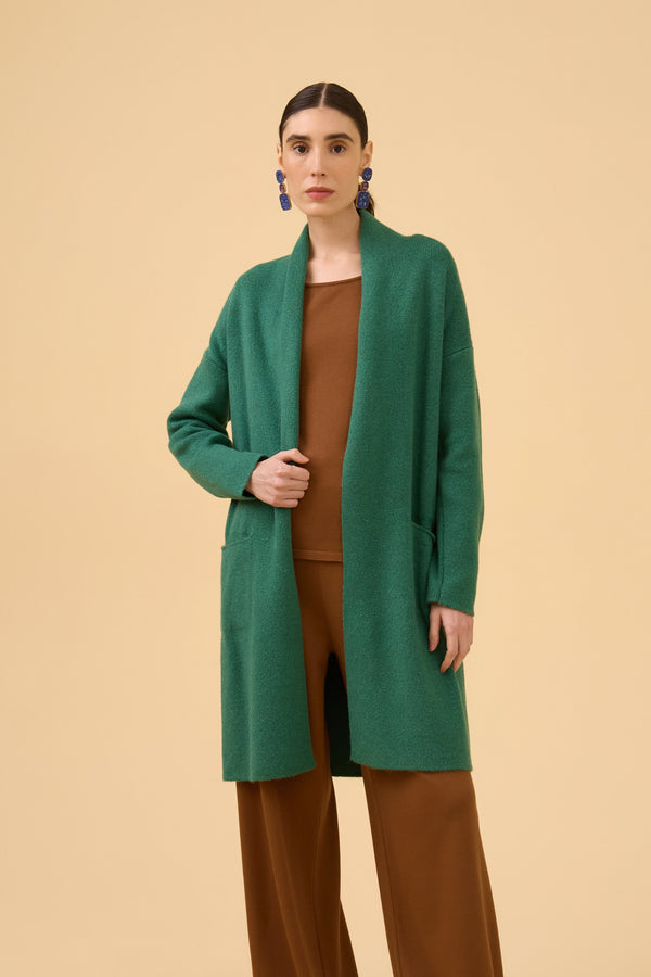 Cardigan Em Tricot Verde Esmeralda