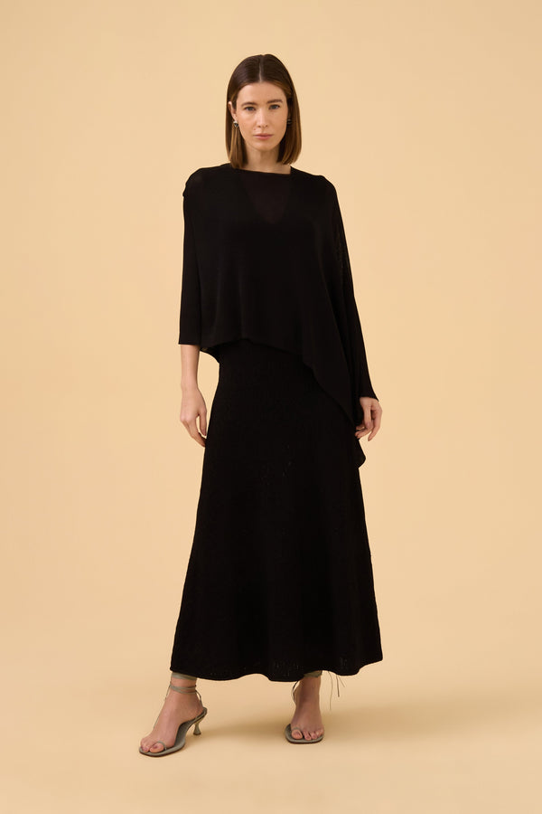 Saia Midi de Renda Preto