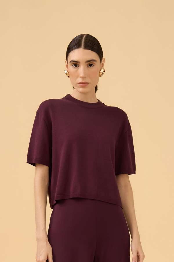 Blusa Manga Curta Em Tricot