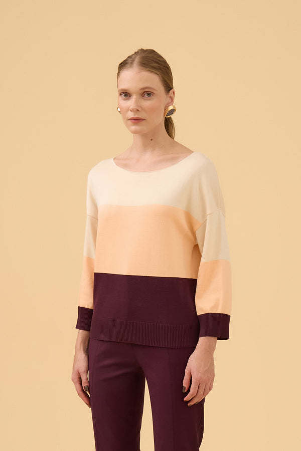 Blusa Listras Largas Em Tricot Ameixa