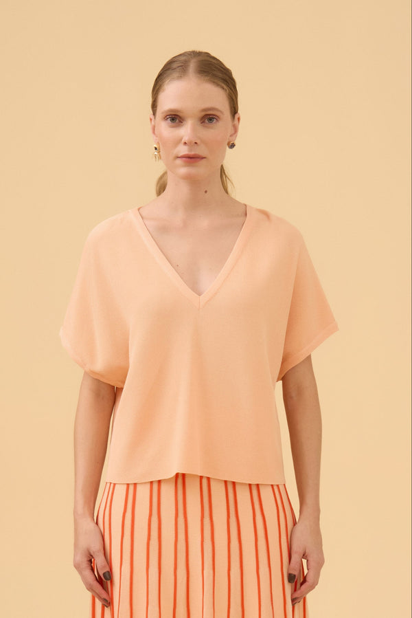 Blusa Ampla Em Tricot Light Peach
