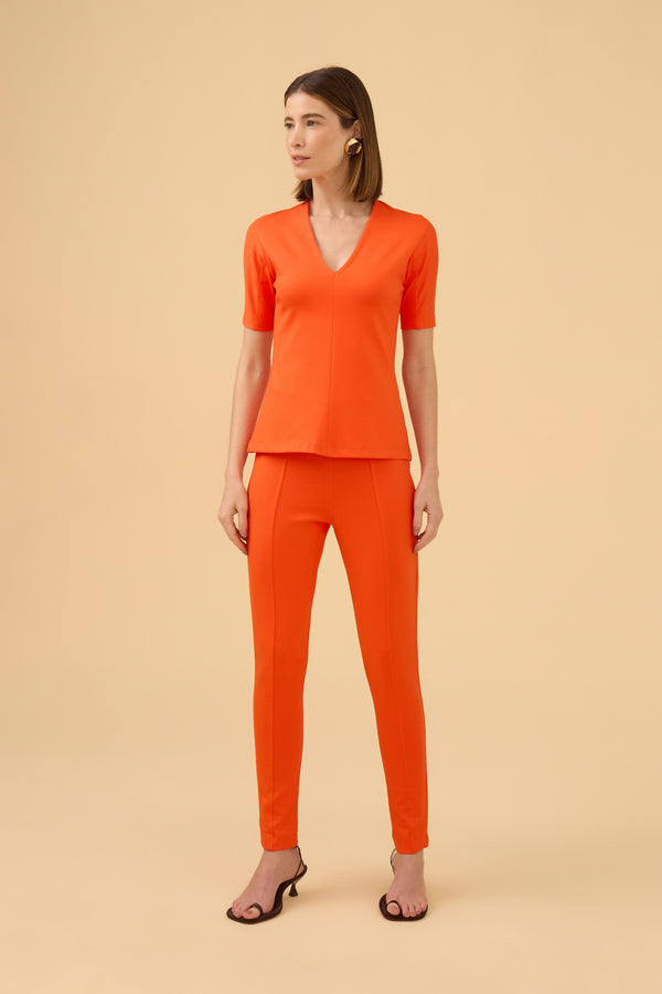 Calça Legging Montaria Em Malha Laranja Sunset