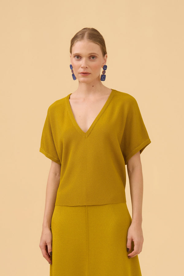 Blusa Ampla Em Tricot Azeite