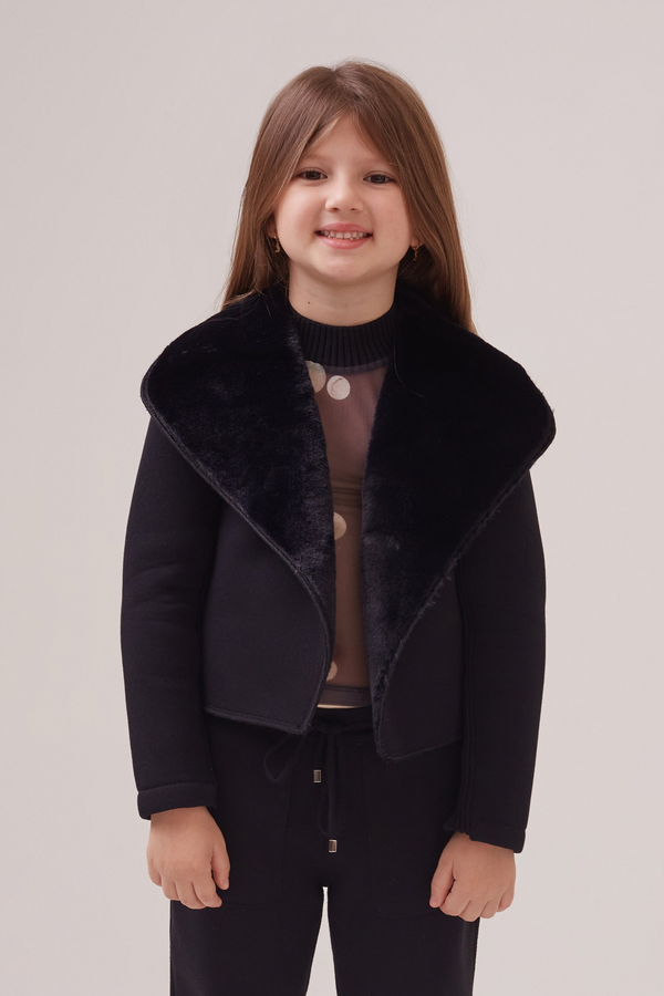 Blusa Infantil Segunda Pele Malha Estampa Detalhes Em Tricot Poa Preto