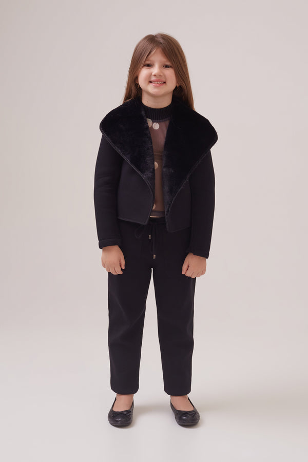 Calça Infantil Reta Com Bolsos Em Hoya Preto