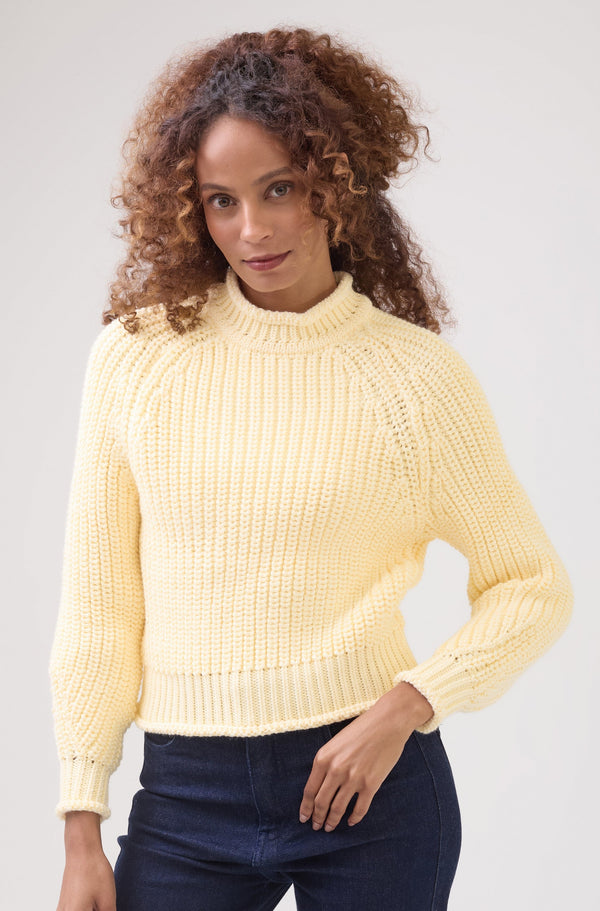 Blusa Em Tricot Manga Raglan Amarelo Pó