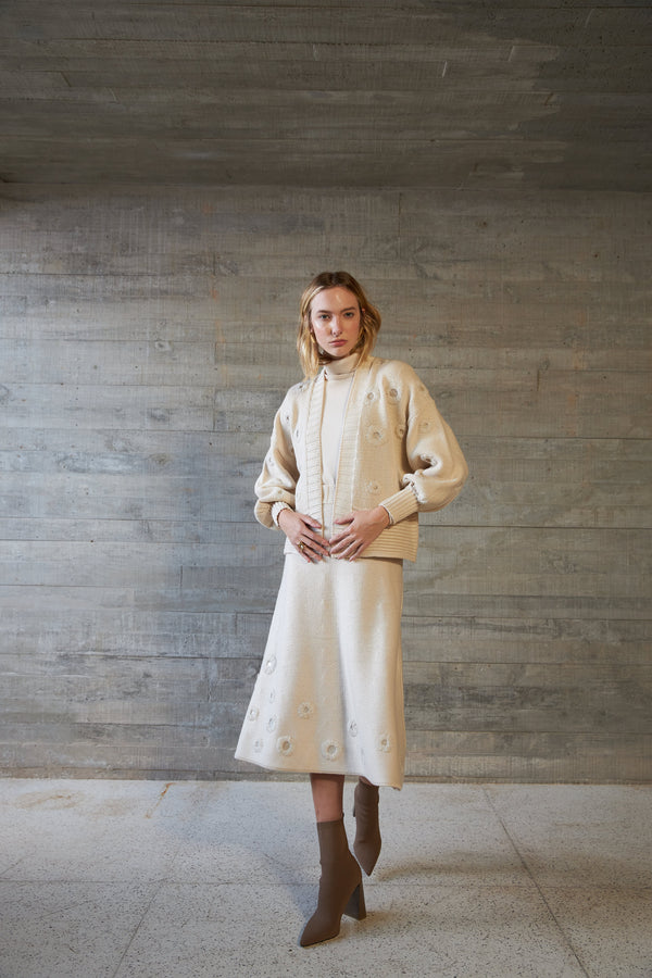 Saia Midi Em Tricot Com Barra Godê Ninive