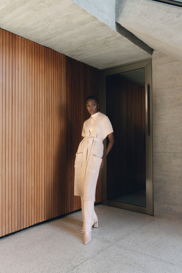 Kimono Em Tricot Canelado Papiro