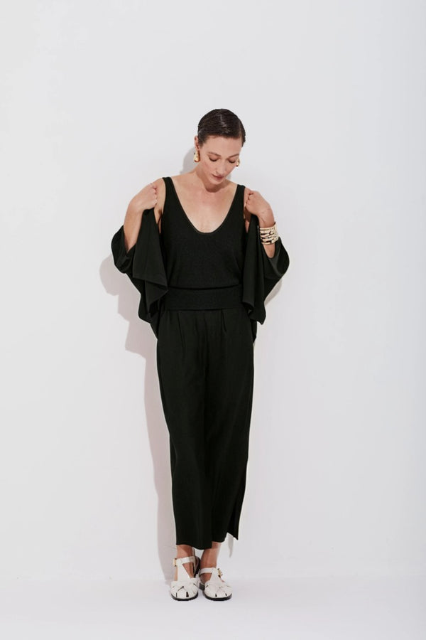 Regata Em Tricot Piquet Preto