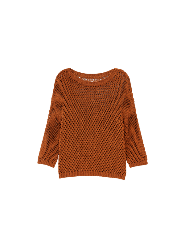 Blusa Tricot Telada Com Fio Torcido Canela