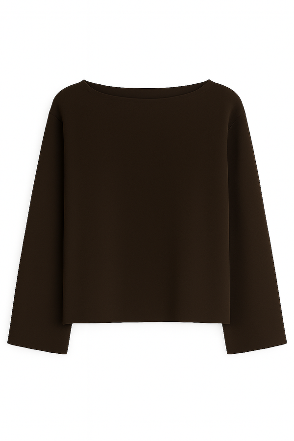 Blusa Decote Costas Em Tricot Dark Brown