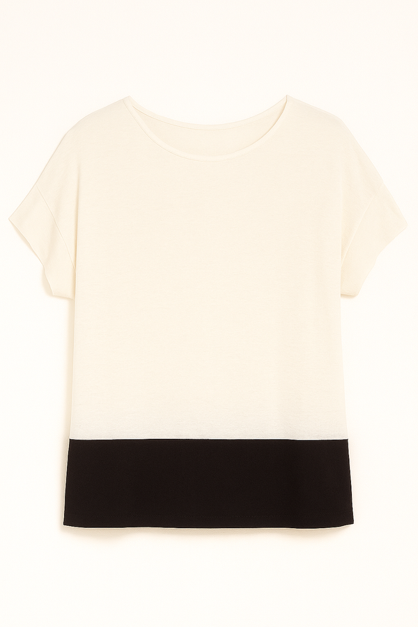 Blusa Bicolor Listrada Preto