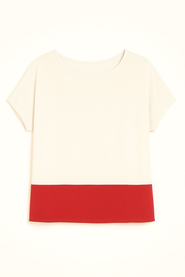 Blusa Bicolor Listrado Tomate