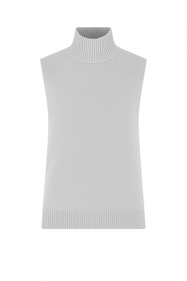 Blusa Sem Mangas Gola Alta Light Gray
