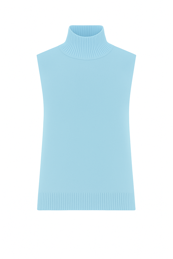 Blusa Sem Mangas Gola Alta Light Turquesa