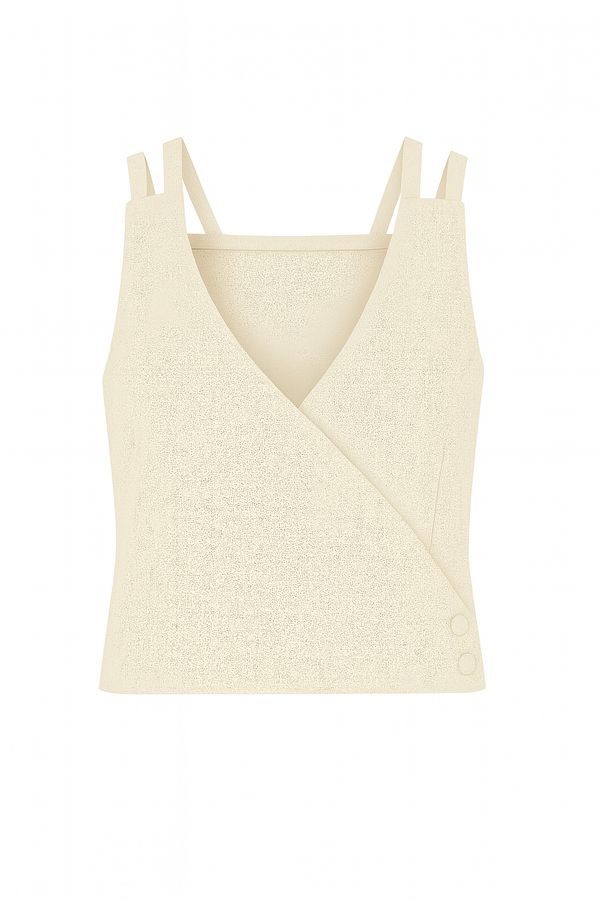 Blusa Linho Puro Alça Dupla Linho Natural