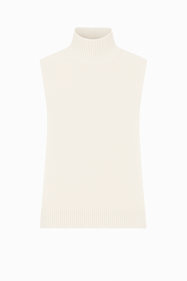 Blusa Sem Mangas Gola Alta Off White