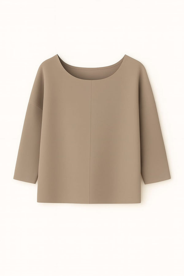 Blusa Ampla Em Tricot Piquet Aveia